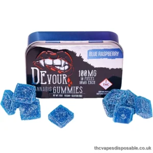 Blue Raspberry-Devour Cannabis Gummies 100mg UK