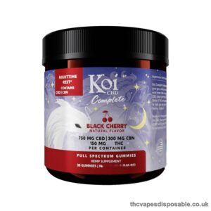 Koi CBD, Complete Full Spectrum CBD Gummies-Nighttime Rest, Black Cherry, 30ct, 300mg CBN + 150mg THC + 750mg CBD UK