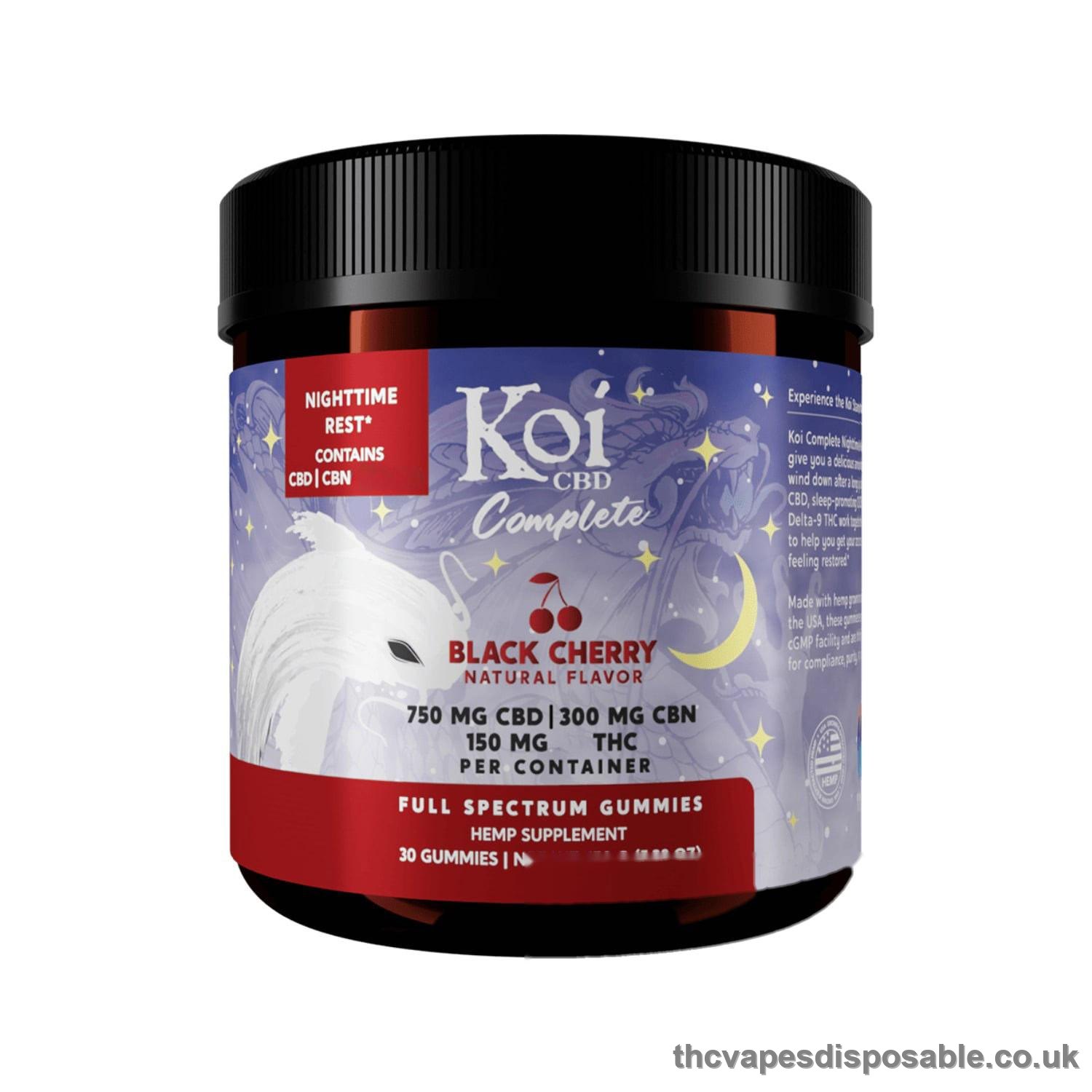 Koi CBD, Complete Full Spectrum CBD Gummies-Nighttime Rest, Black Cherry, 30ct, 300mg CBN + 150mg THC + 750mg CBD UK