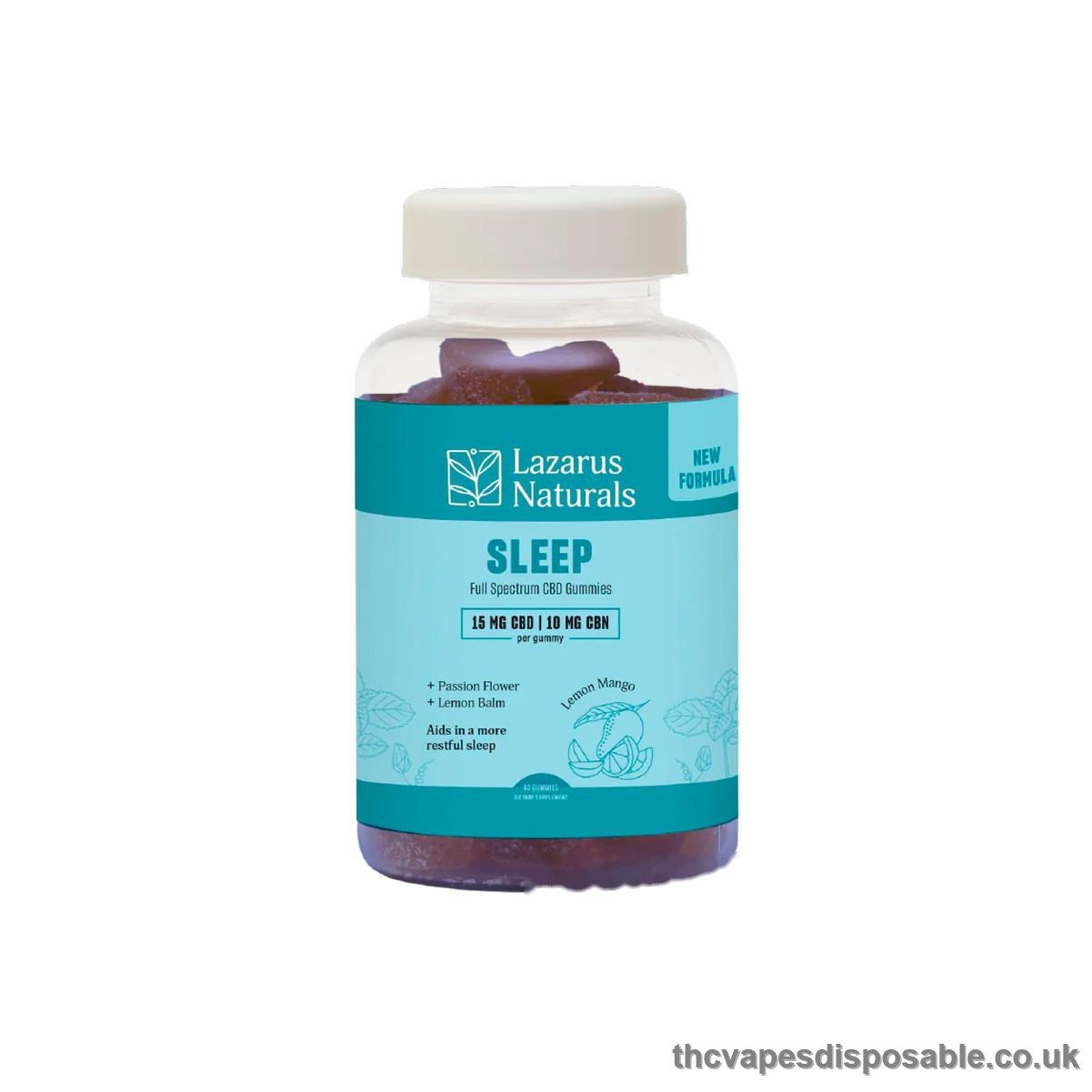 Lazarus Naturals, CBD Sleep Gummies, Lemon Mango, Full Spectrum, 40ct, 400mg CBN + 600mg CBD UK