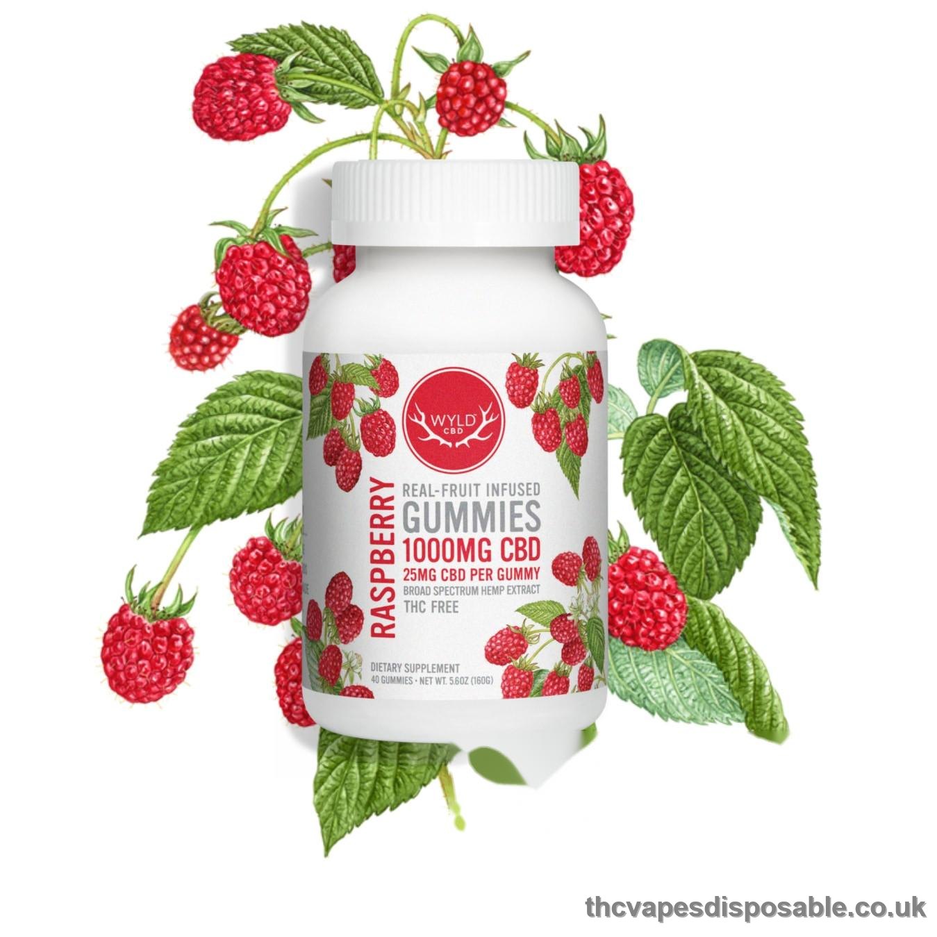 Wyld CBD, Raspberry Gummies, Broad Spectrum THC-Free, 40ct, 1000mg CBD UK
