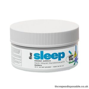 five, Knockout Sleep CBD+THC Melatonin Gummies, Blackberry, Full Spectrum, 20ct, 100mg THC + 1000mg CBD UK