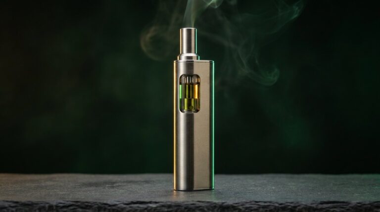 California-style THC cali pen with a glowing oil window