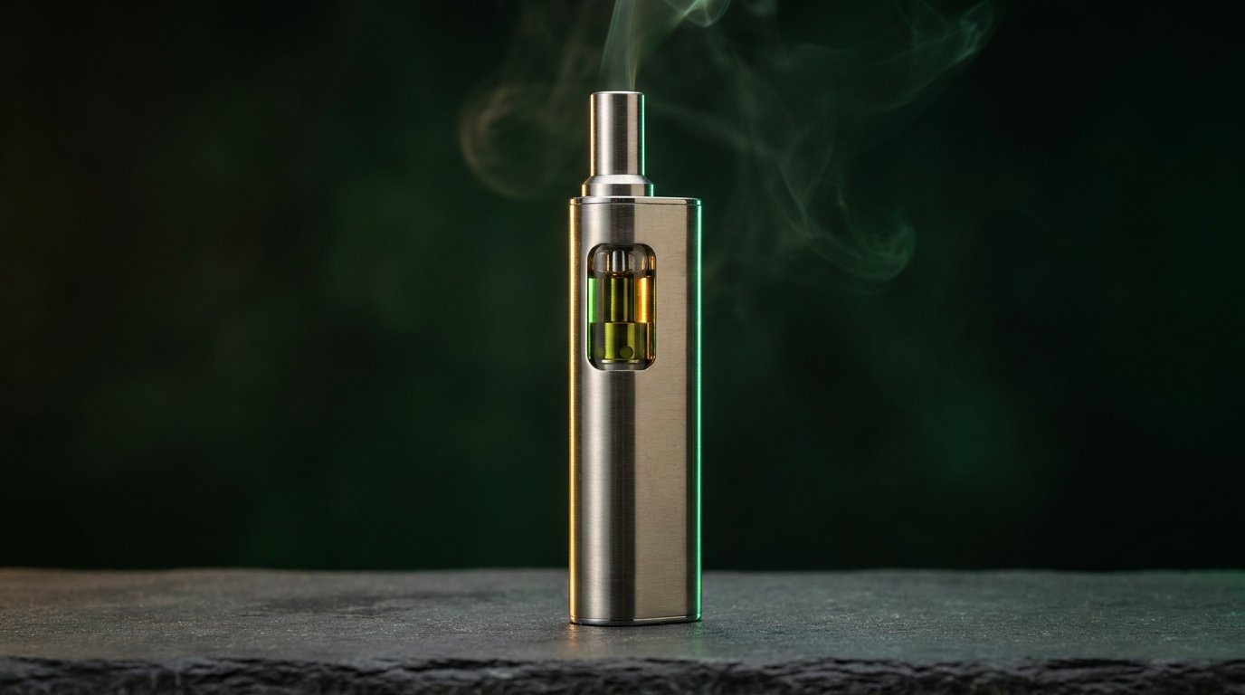 California-style THC cali pen with a glowing oil window
