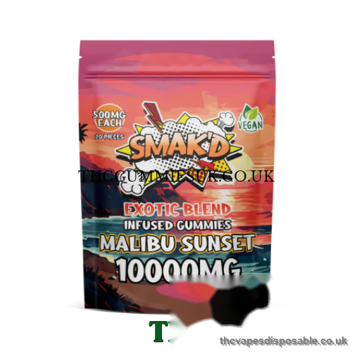 Smak’d Exotic Blend Delta 8 THC Gummies 10k mg Malibu Sunset UK